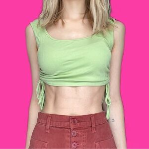 green comfortable stretchy crop top